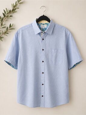 Rue Saint-Patrick Cotton Linen Blend Short-Sleeve Men’s Medium Shirt Preppy